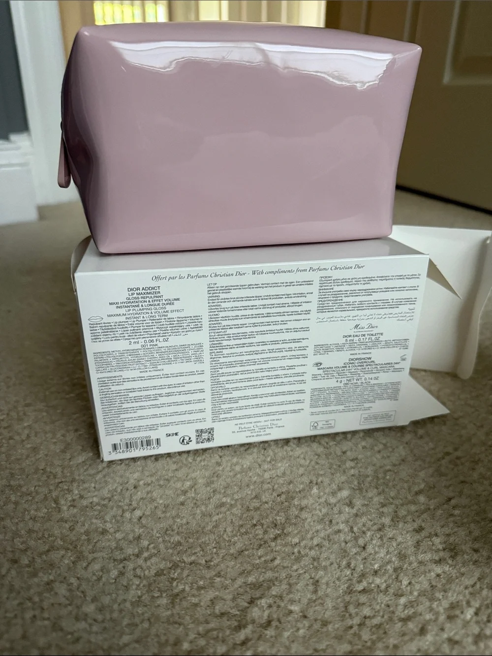Dior Glossy Pale Pink Patent CD Cosmetic Pouch
